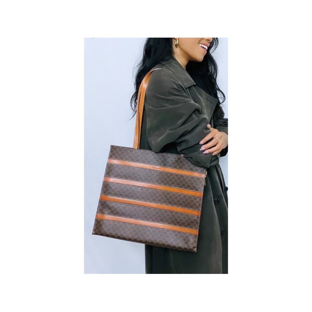 CELINE MACADAM LARGE LEATHER TOTE